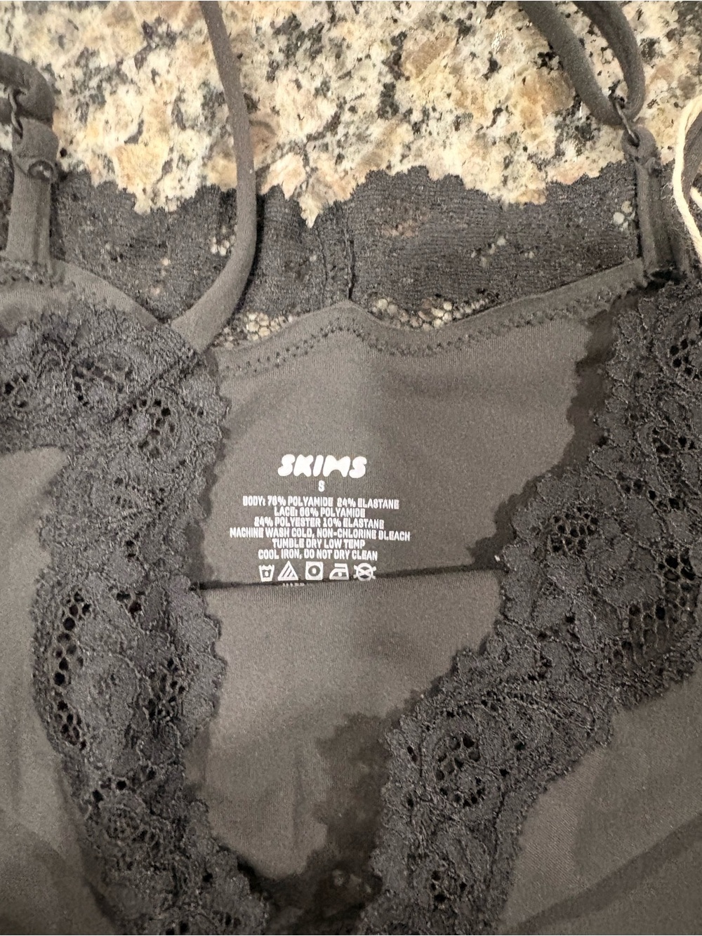 SKIMS Black Lace-Trim Slip Camisole